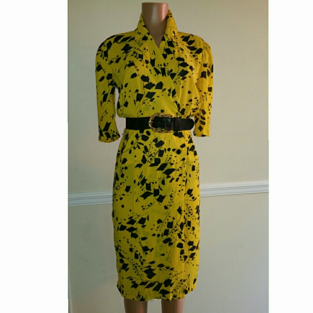 Vintage Yellow and Black Dress